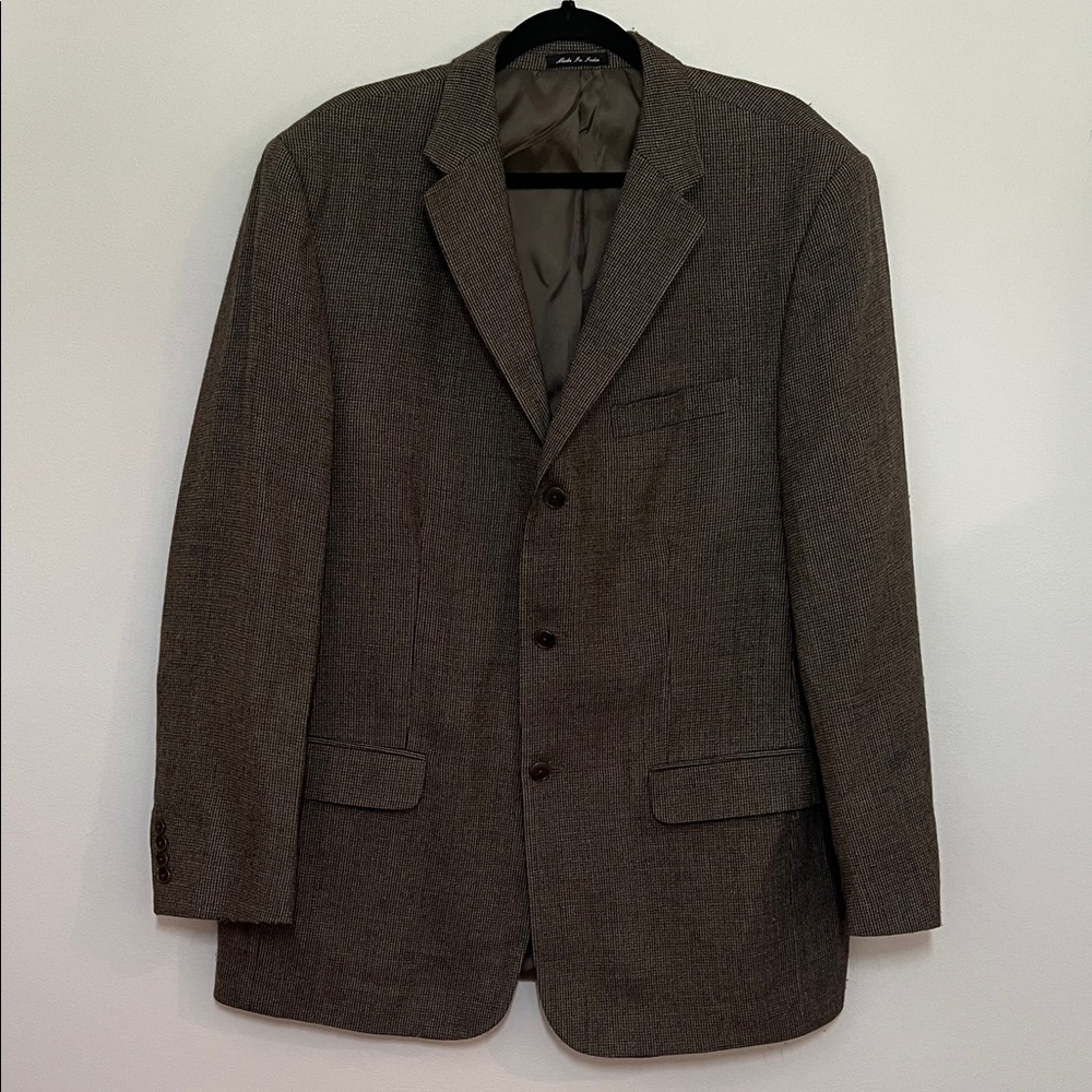 Classic Brown Men's Blazer 3-Button Front Side Pockets Inside Pockets Lined